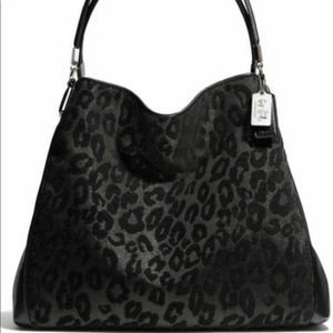 SOLD Black Coach Ocelot Chenille Phoebe